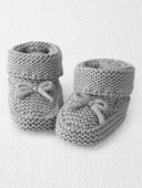 Grey - Baby Organic Cotton Crochet Booties in Gray