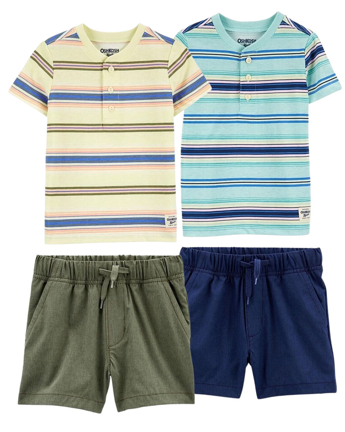 Multi 4Pack Henley and Crossover Shorts Set