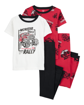 Kid 4-Piece Truck Cotton Pajamas, 