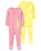 Toddler 2-Pack 100% Snug Fit Cotton 1-Piece Footie Pajamas, image 1 of 5 slides