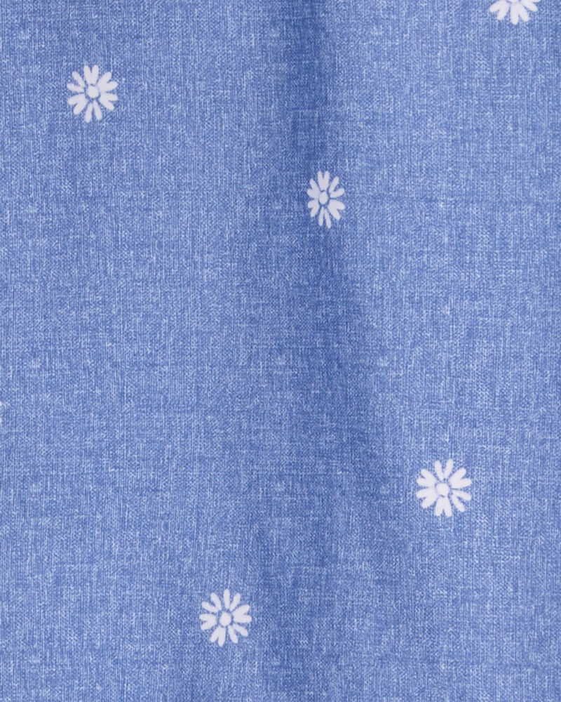 Girls Daisy-Print Chambray Jacket - Blue, image 3 of 3 slides
