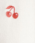 Toddler Girl Cherry Cotton Long-Sleeve Sweater - Ivory, image 3 of 4 slides