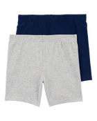 Toddler Girl 2-Pack Tumbling Shorts - Grey/Navy, image 3 of 10 slides