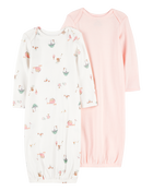 Baby 2-Pack Sleeper Gowns - Pink, image 1 of 6 slides