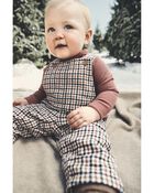 Baby Organic Cotton Cozy Flannel Overalls , image 2 of 6 slides