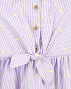 Baby Lemon Print Striped Button-Front Dress, image 4 of 5 slides