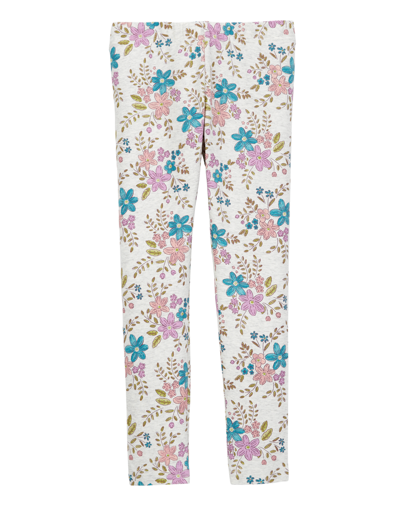 Girls Floral Stretch Leggings - Multi, image 1 of 5 slides