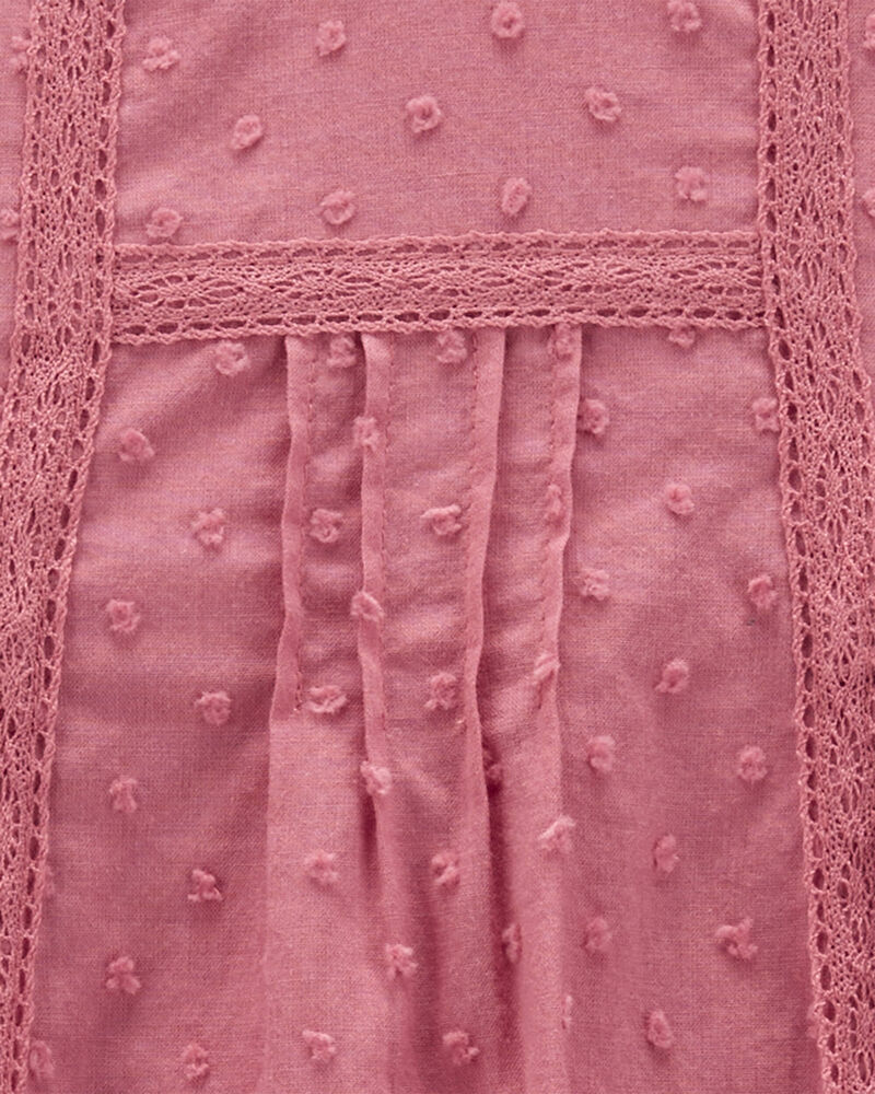 Baby Swiss-Dot Crochet Trim Dress, image 3 of 3 slides