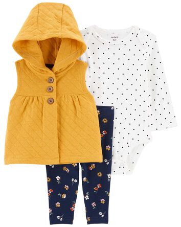 Baby 3-Piece Hooded Little Vest Set, 