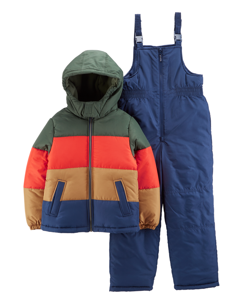 Kid 2-Piece Striped Snowsuit, image 1 of 5 slides