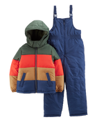 Kid 2-Piece Striped Snowsuit, image 1 of 5 slides