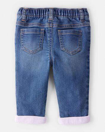 Baby Girl Medium Wash Elastic-Waist Jeans, 