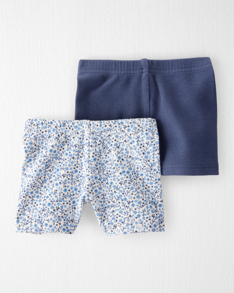 Baby Girl 2-Pack Organic Cotton Ribbed Pedal Shorts, image 2 of 4 slides