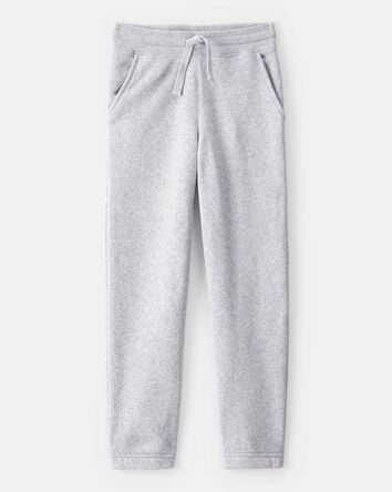 Boys Solid Fleece Drawstring Joggers - Grey, 