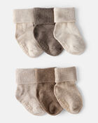 Baby 6-Pack Ankle Socks - Brown, image 1 of 2 slides