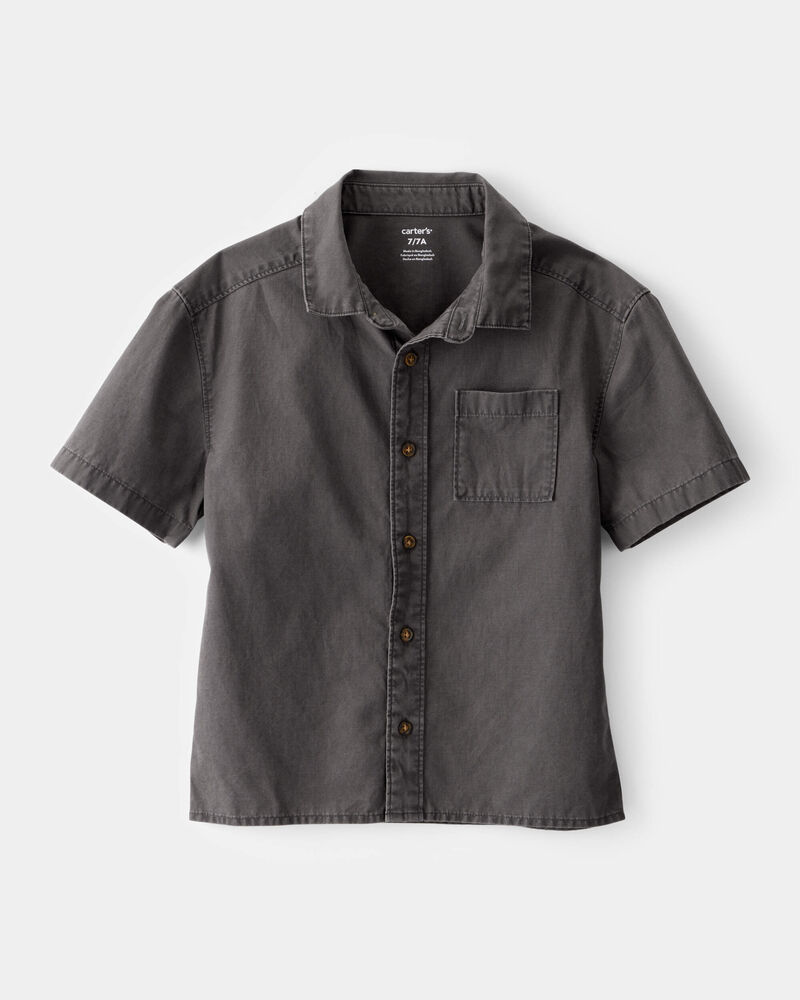 Kid Short-Sleeve Button-Down Pocket Shirt - Black, image 1 of 3 slides