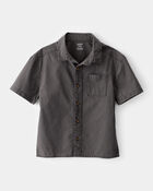 Kid Short-Sleeve Button-Down Pocket Shirt - Black, image 1 of 3 slides