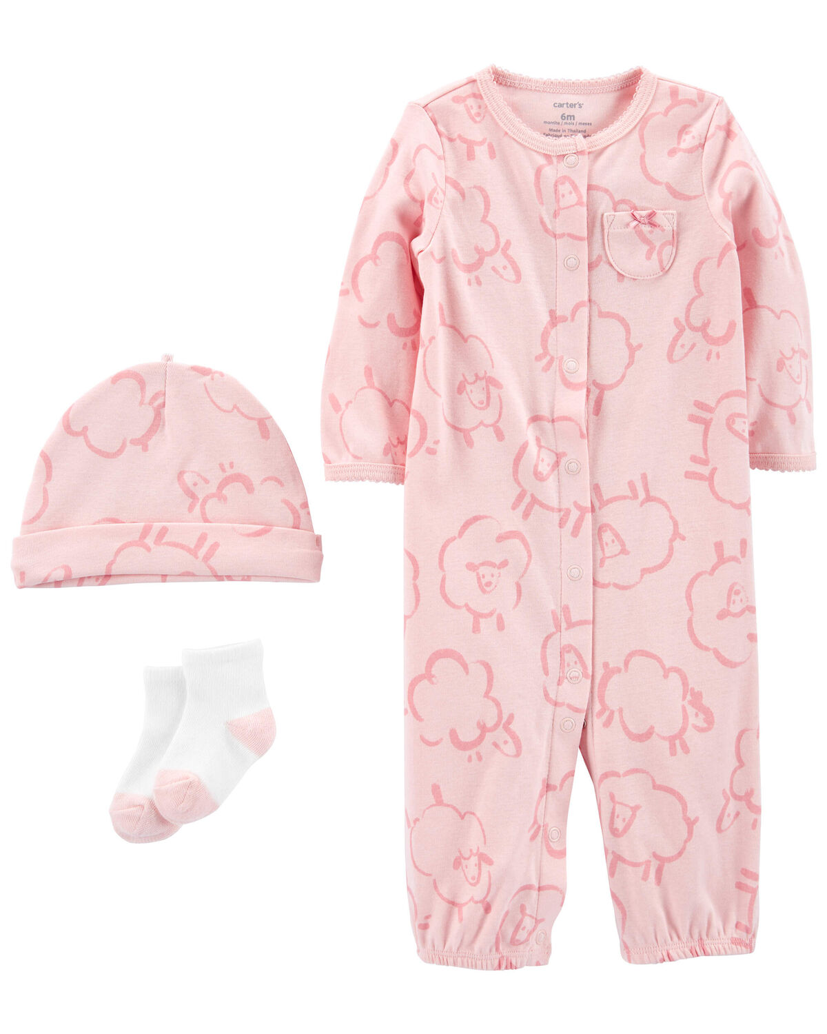 Pink/White Baby 3Piece Converter Gown Set