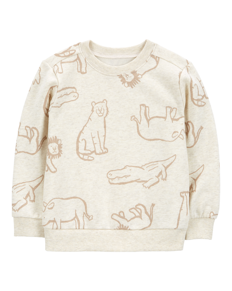Toddler Safari Animal Print Fleece Pullover, image 1 of 3 slides