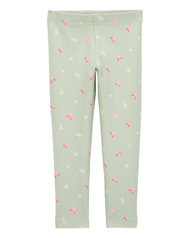 Baby Girl Floral Stretch Leggings - Green, image 1 of 5 slides