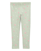 Baby Girl Floral Stretch Leggings - Green, image 1 of 5 slides