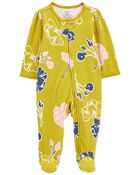 Baby Floral 2-Way Zip Cotton Sleep & Play Pajamas, image 1 of 4 slides