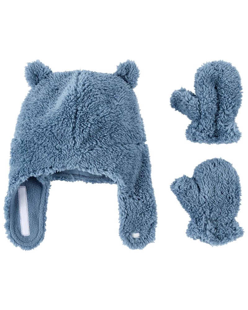 Baby 2-Pack Sherpa Hat & Mitten Set, image 1 of 2 slides