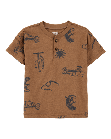 Toddler Desert Print Henley - Brown, 