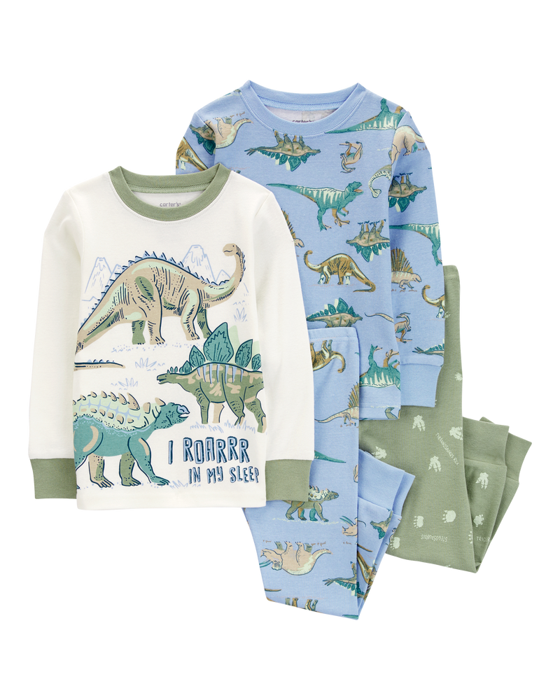 Baby 4-Piece Dinosaur 100% Snug Fit Cotton Pajamas, image 1 of 3 slides