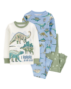 Baby 4-Piece Dinosaur 100% Snug Fit Cotton Pajamas, image 1 of 3 slides