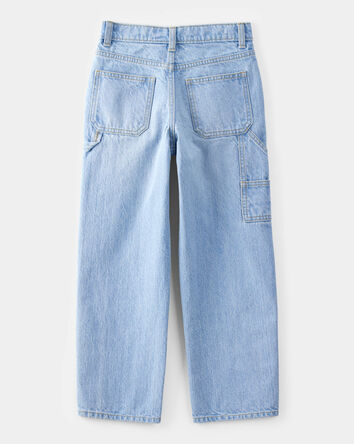 Kid Baggy Iconic Denim Cargo Pants - Faded Wash, 