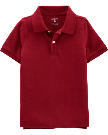 Toddler Burgundy Piqué Polo Shirt, 