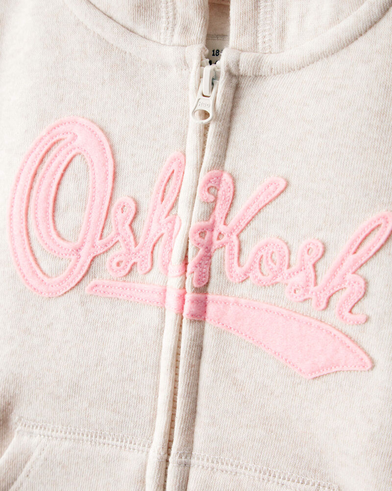 Baby OshKosh Fleece Logo Zip Jacket - Oatmeal, image 2 of 4 slides