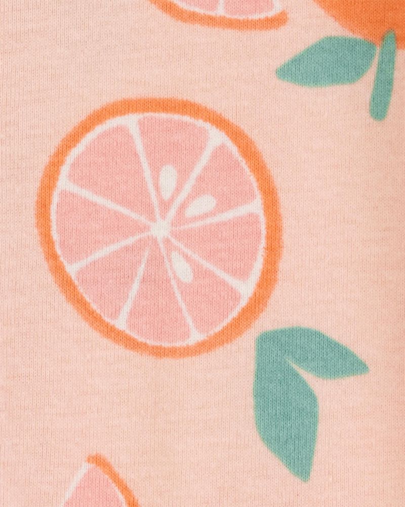Baby Girl Orange Print Snug Fit Cotton Footless 1-Piece Pajamas - Pink, image 2 of 4 slides