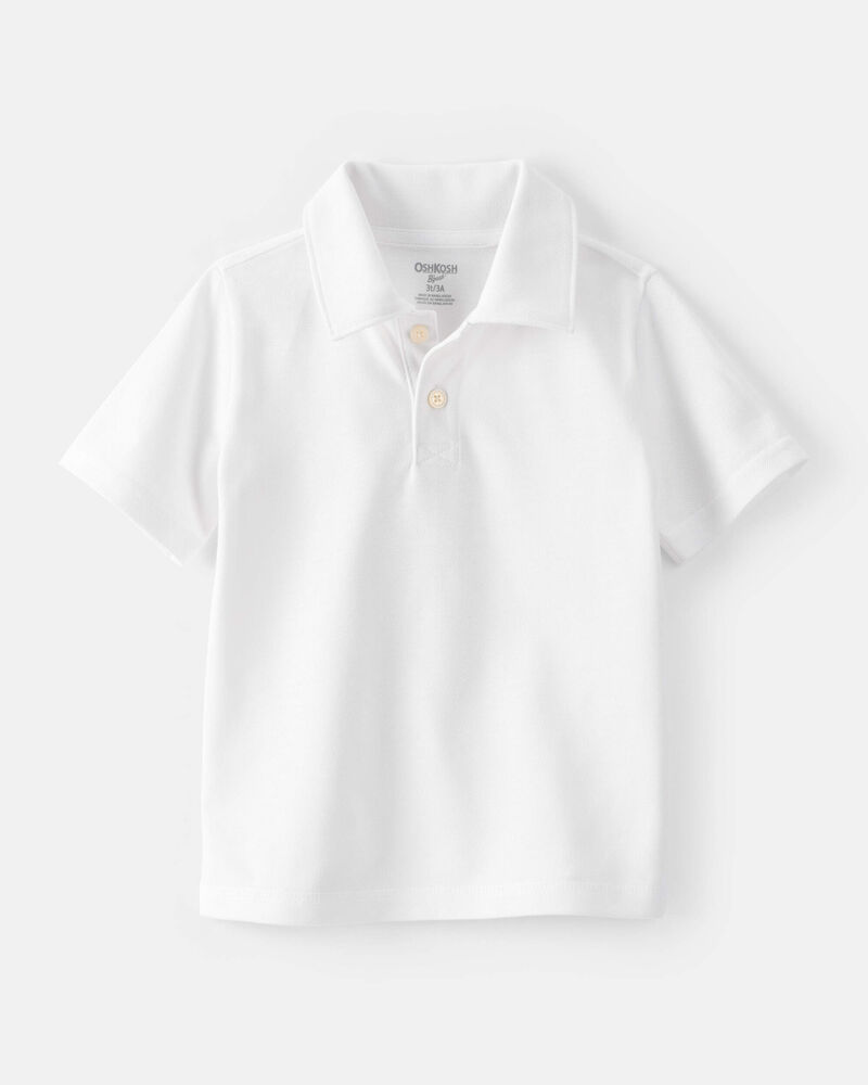 Toddler Pique Uniform Polo Shirt - White, image 4 of 5 slides
