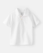 Toddler Pique Uniform Polo Shirt - White, image 4 of 5 slides