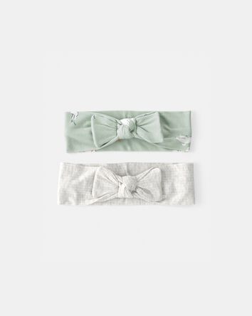 Baby Girl 2-Pack Easter Bunny PurelySoft Headwraps - Green/Ivory, 