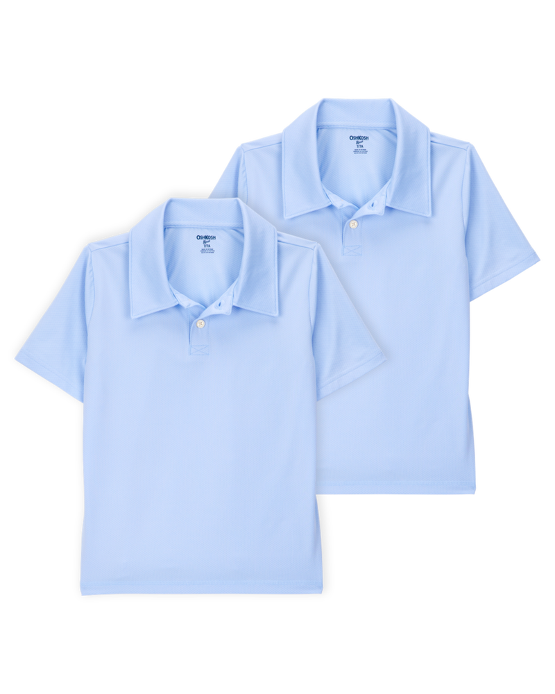 Kid 2-Pack Active Uniform Polo Shirts in Moisture Wicking BeCool™ Fabric - Blue, image 1 of 3 slides