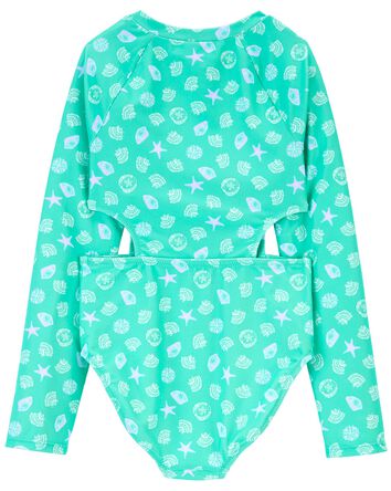 Kid 1-Piece Long Sleeve Cut-Out Swimsuit, 