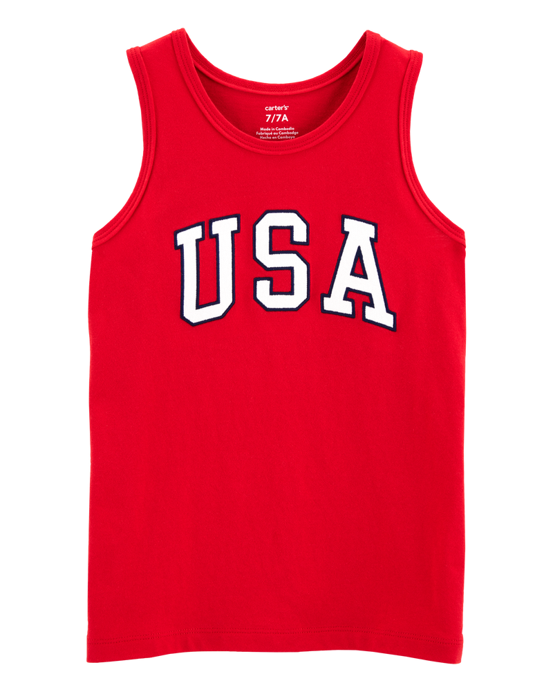 Kid 2-Piece 4th of July Tank & Pull-On Shorts Set - Red, image 2 of 6 slides