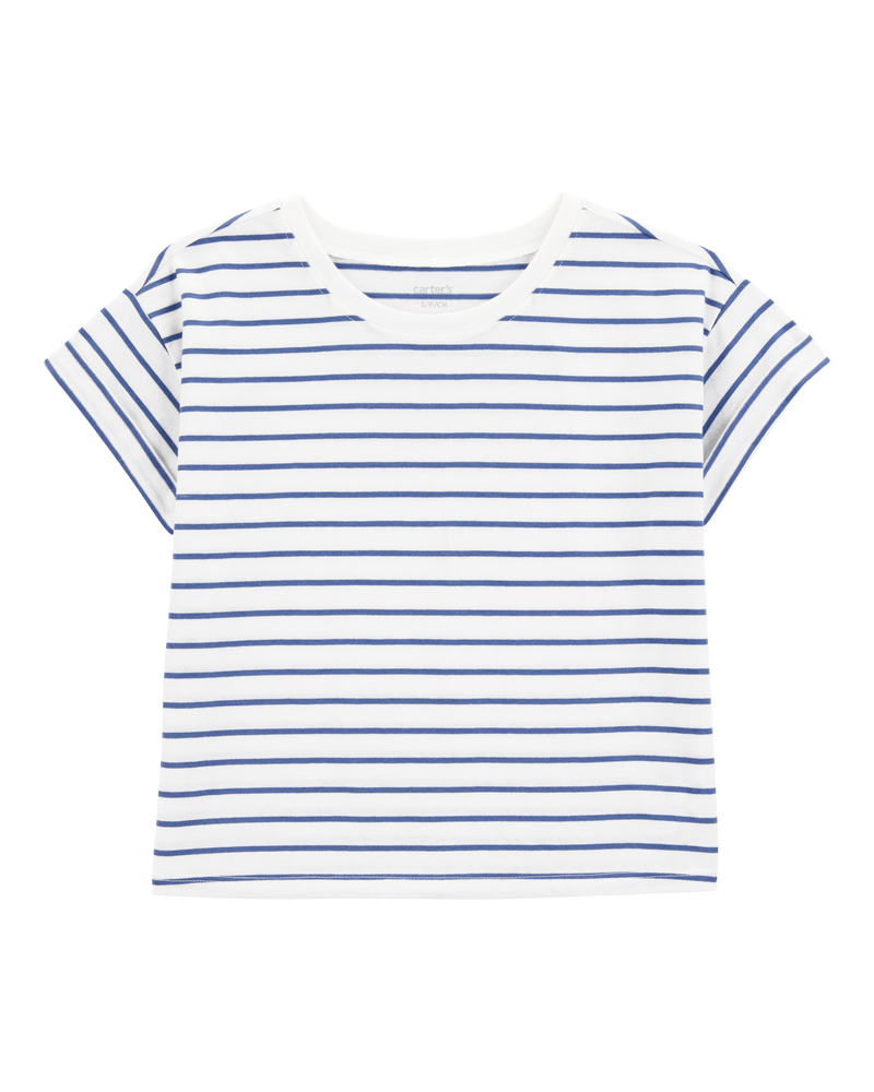 Kid 2-Piece Striped Top & Pull-On French Terry Shorts Set, image 2 of 6 slides