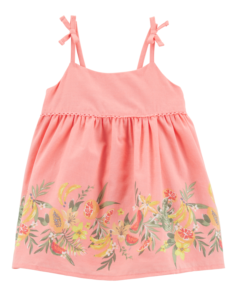 Baby Poplin Floral Print Dress - Pink, image 1 of 5 slides
