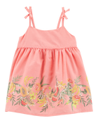 Baby Poplin Floral Print Dress - Pink, image 1 of 5 slides
