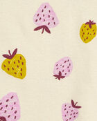 Toddler 4-Piece Floral & Strawberry 100% Snug Fit Cotton Pajamas, image 2 of 3 slides