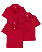 Kid 3-Pack Active Uniform Polo Shirts in Moisture Wicking BeCool™ Fabric - Red, image 1 of 3 slides