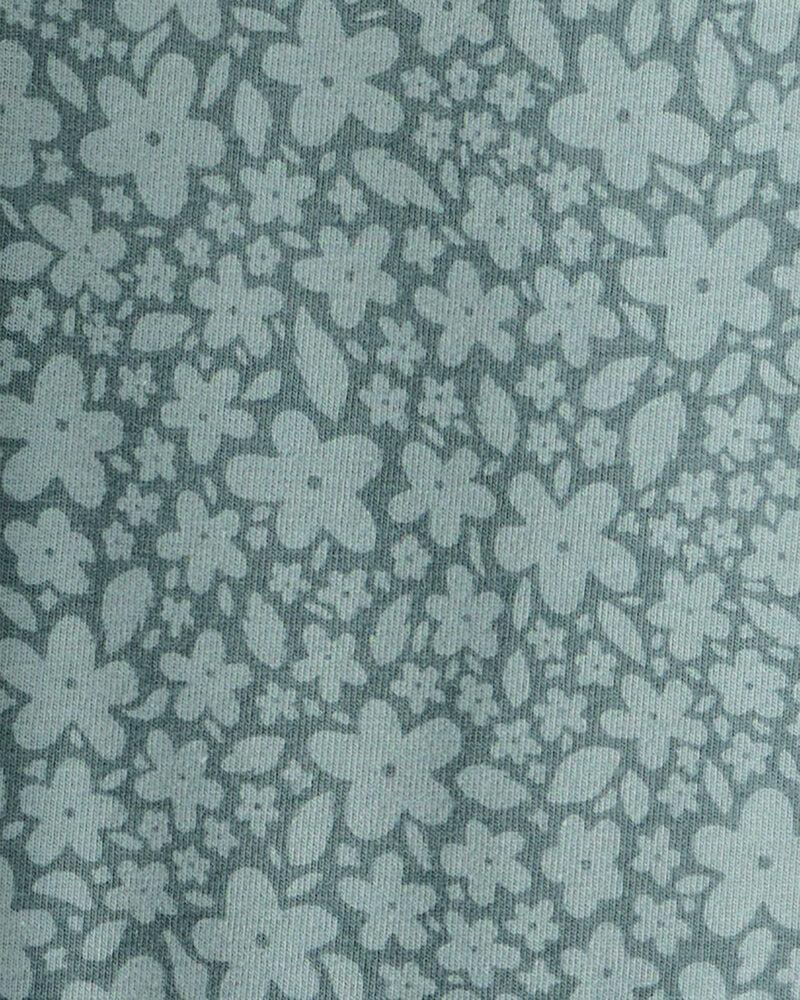 Girls Floral Cotton Pull-On Stretch Leggings - Green, image 3 of 4 slides