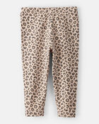 Baby Girl Cotton Leopard Stretch Leggings - Brown, image 2 of 4 slides