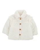Baby Crochet Sherpa Jacket - Cream, image 1 of 4 slides