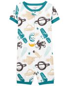 Toddler 1-Piece Space 100% Snug Fit Cotton Romper Pajamas, image 1 of 3 slides