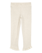Baby Ribbed Eyelet-Hem Pants - Cream, image 1 of 4 slides